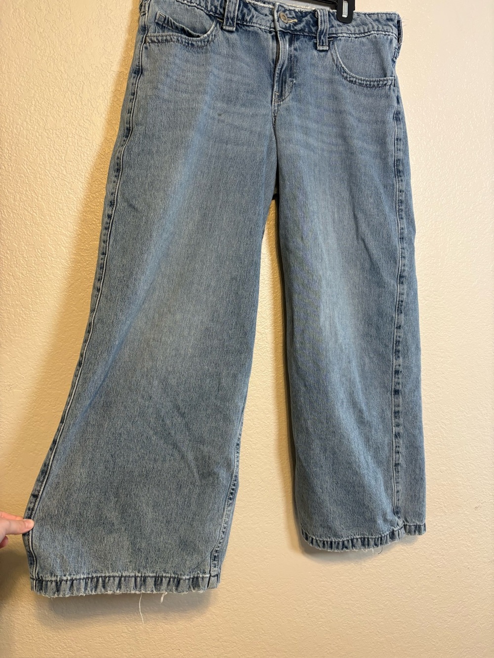 Hollister Wide Leg Baggy Low Rise Jeans Light Wash distressed 10R Women Teen